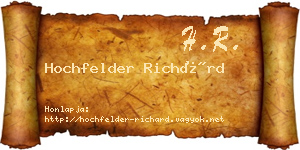 Hochfelder Richárd névjegykártya